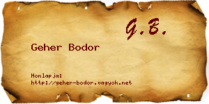 Geher Bodor névjegykártya